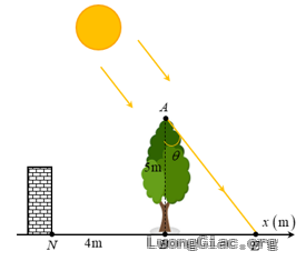 Trong hình minh hoạ dưới đây, cây xanh $AB$ nằm trên đường xích đạo được trồng vuông góc với mặt đất và có chiều cao